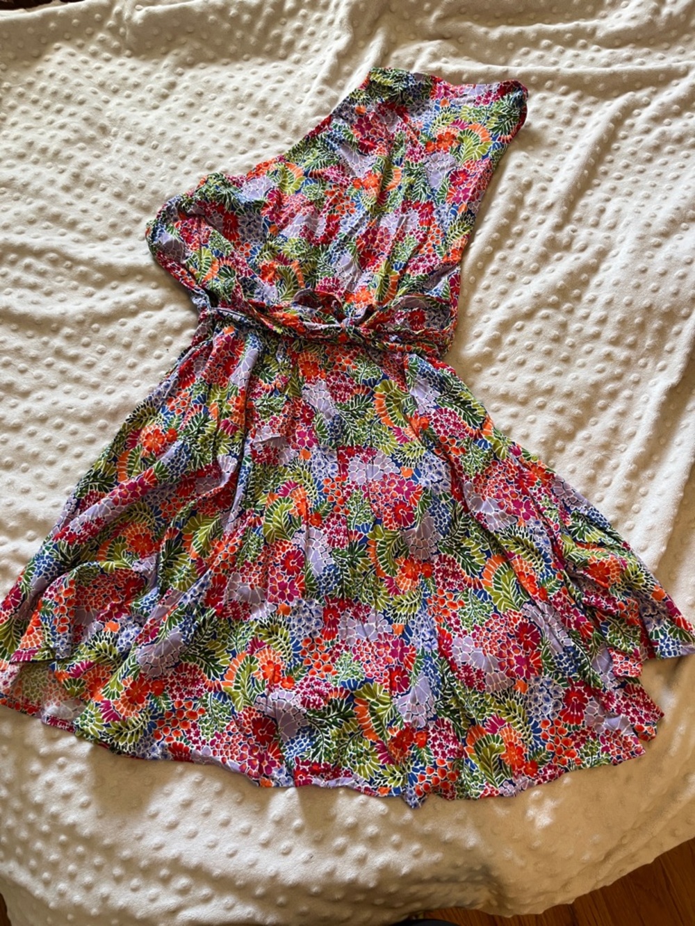 Staccato Girls Floral Summer Dress in Red, Green & Purple